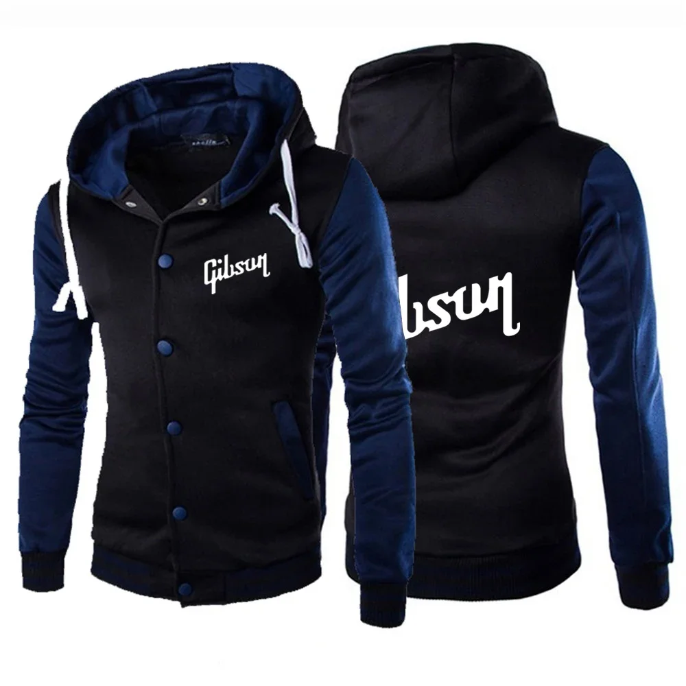 

Gibson 2024 Spring Autumn Men Casual Baseball Uniform Coat Male Jacket Rib Sleeve Brand Clothing Hot Sale Fleece Spliced Tops