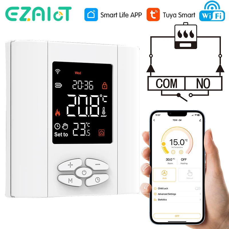 WiFi Heating Thermostat Tuya Smart Temperature Controller Low Power Battery For Gas Boiler works with Alexa Google Home Alice