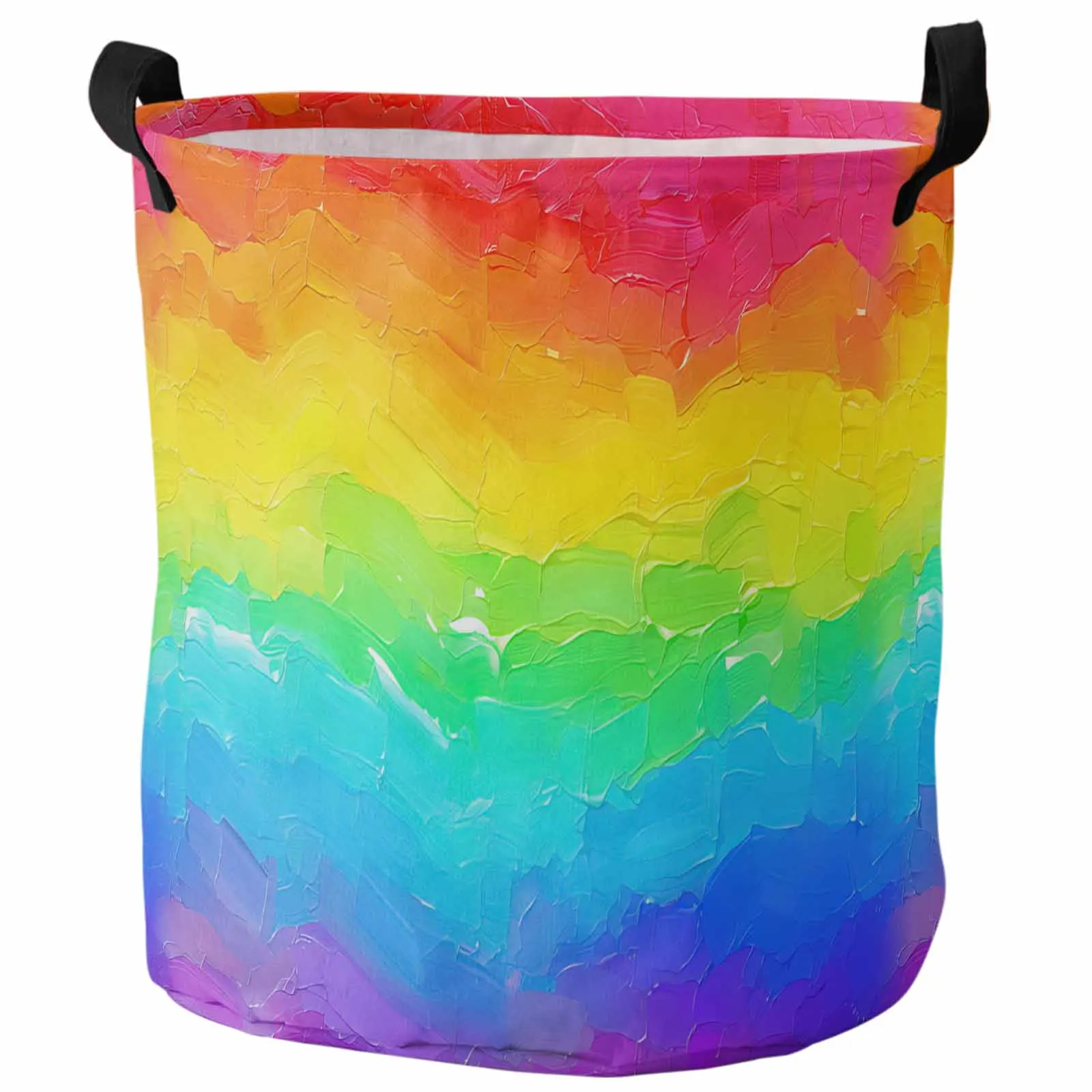 Rainbow Watercolor Gradient Hand Drawn Foldable Dirty Laundry Basket Kid's Toy Organizer Waterproof Storage Baskets