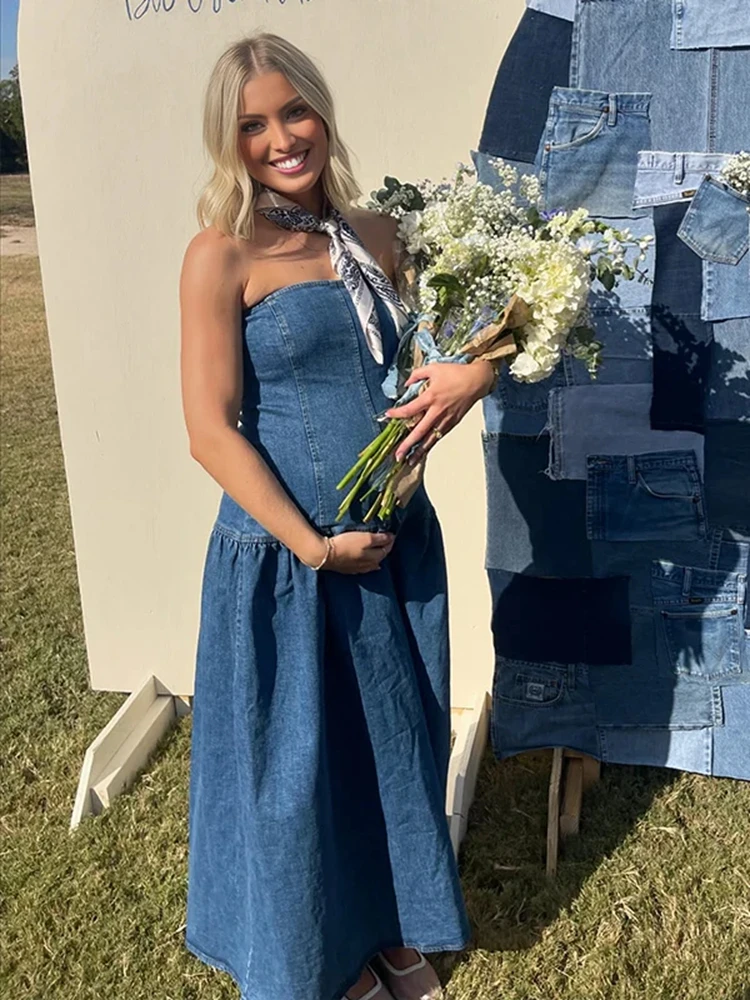 

Джинсовое платье без бретелек для фотосессии для беременных, темно-синяя юбка с завязкой на талии, наряд для фотосессии беременных, детский душ, деревенский студийный Pro