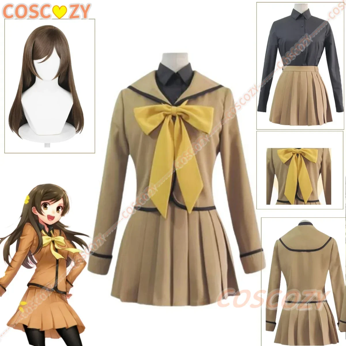 Nanami Momozono Costume Cosplay Parrucca Uniforme scolastica Abito da marinaio Papillon Top Gonna Halloween Natale Giochi di ruolo Abiti