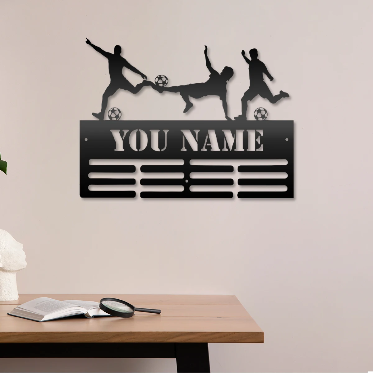 1pc Medal hook Play football Personalized name Hooks Metal Art Metal Rack For Wall