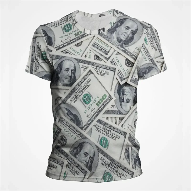 USD Dollar Bills Pattern T-Shirt For Men Money 3D Printed Tee Shirts Casual Short Sleeve Streetwear Loose Hip Hop Tees Tops