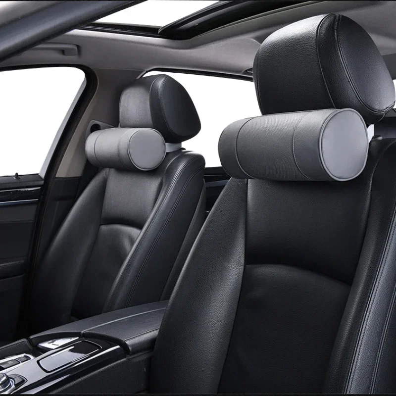 Almohada para el cuello de espuma viscoelástica para coche Forbell, cojín para reposacabezas de soporte Cervical de cuero genuino, almohada para asiento de coche