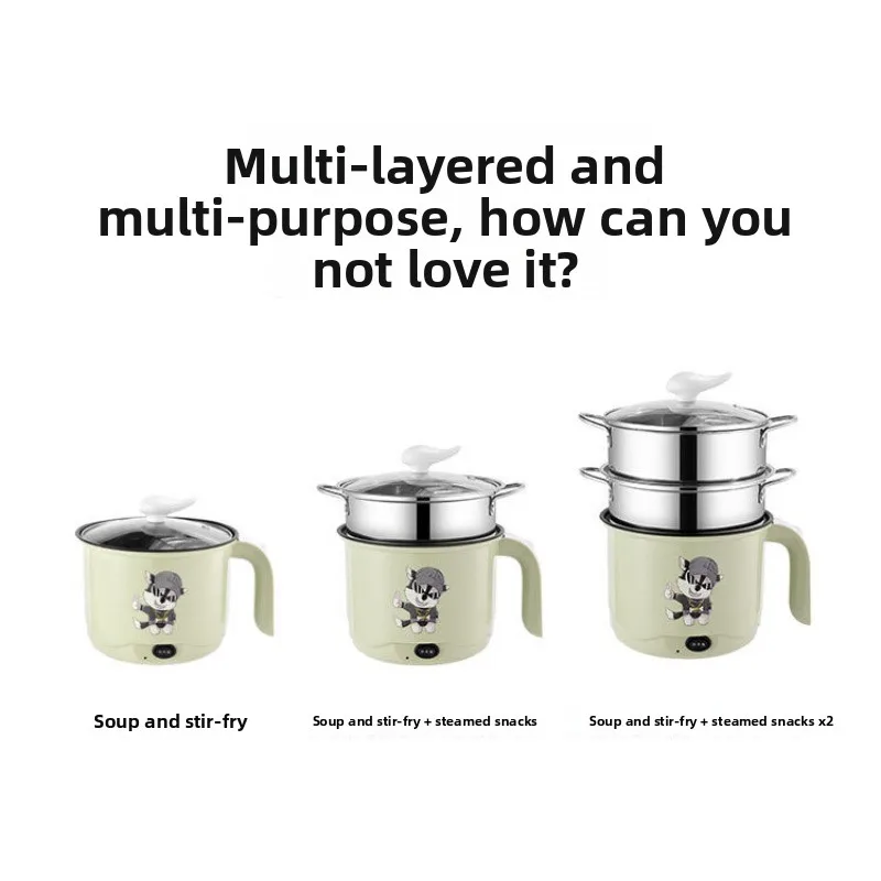 1.7L Mini Electric Hot Pot with Steamer, Non-Stick Portable Electric Cooker, Multifunctional Ramen Cooker for Dorm, Home, Travel