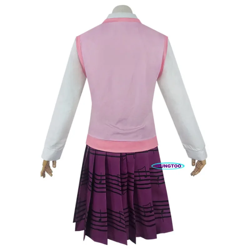 Danganronpa V3 kaade Akamatsu disfraces de cosplay para mujer, vestidos de anime, camisa, chaleco, falda, calcetines, uniforme escolar JK para niña