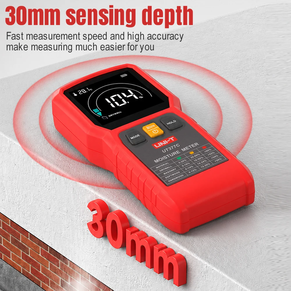 UNI-T UT377C Pinless Moisture - Moisture Meter Wall Wood 评论和价格