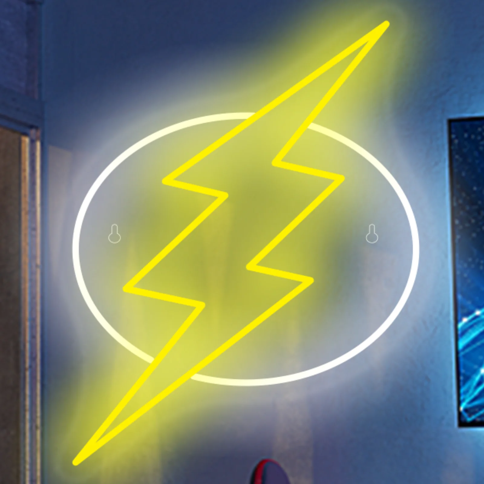 The Flash Logo letreros de neón para decoración de pared, arte, decoración de habitación, dormitorio, Bar, fiesta, lámpara alimentada por USB, luces Led regulables, signo de héroe