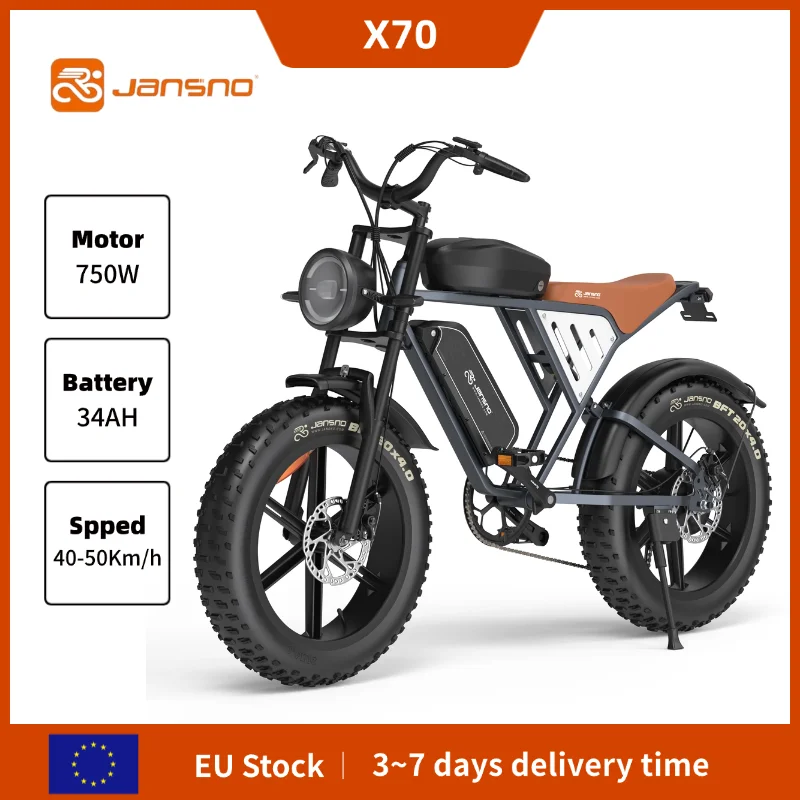 Vélo électrique pour adultes JANSNO X70, 750W, 48V, 34AH, double batterie amovible, pneus larges de 20 pouces, vélo de montagne tout-terrain