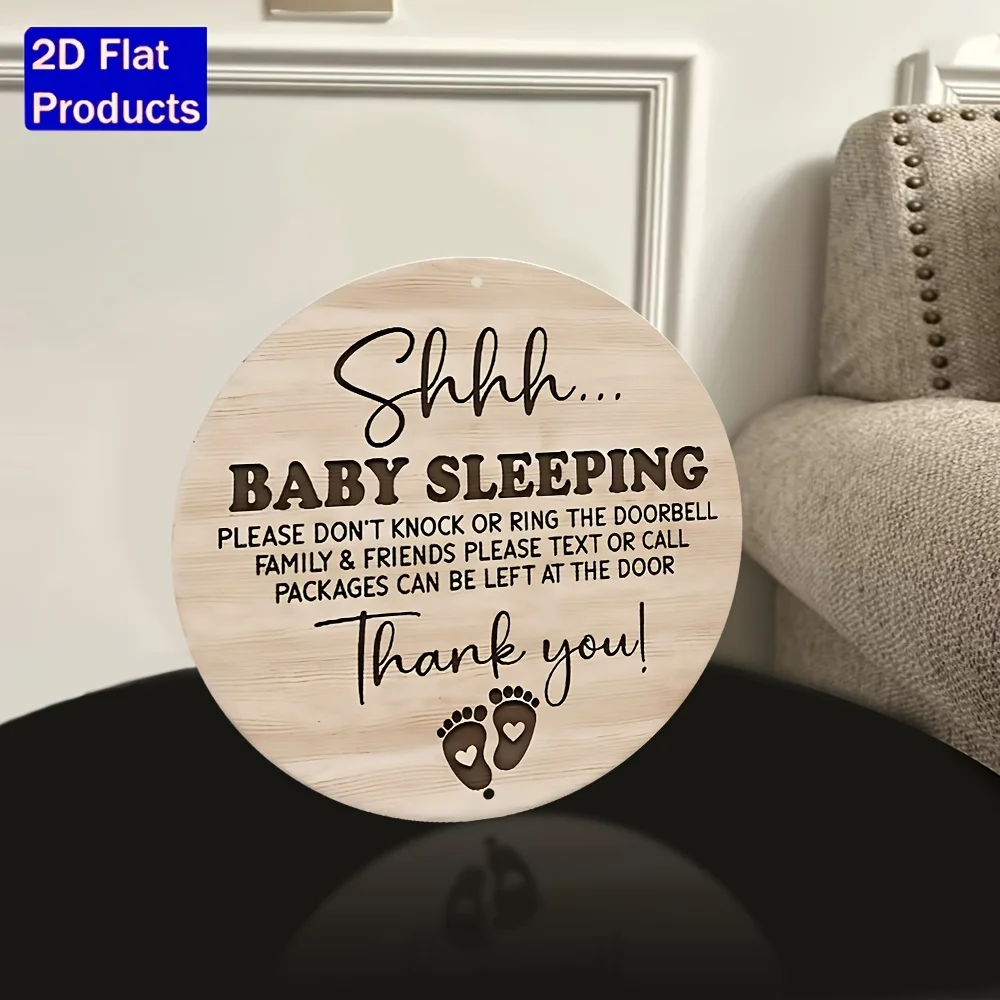Vintage Style Aluminum Reusable Washable Round Baby Sleeping Door Sign - 