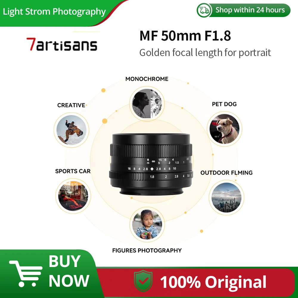 

7artisans 50mm F1.8 APS-C Large Aperture Portrait Prime Lens For Canon EOS-M M50II Sony E A6000 Fujifx X-T4 X-A10 XT30 Micro 4/3