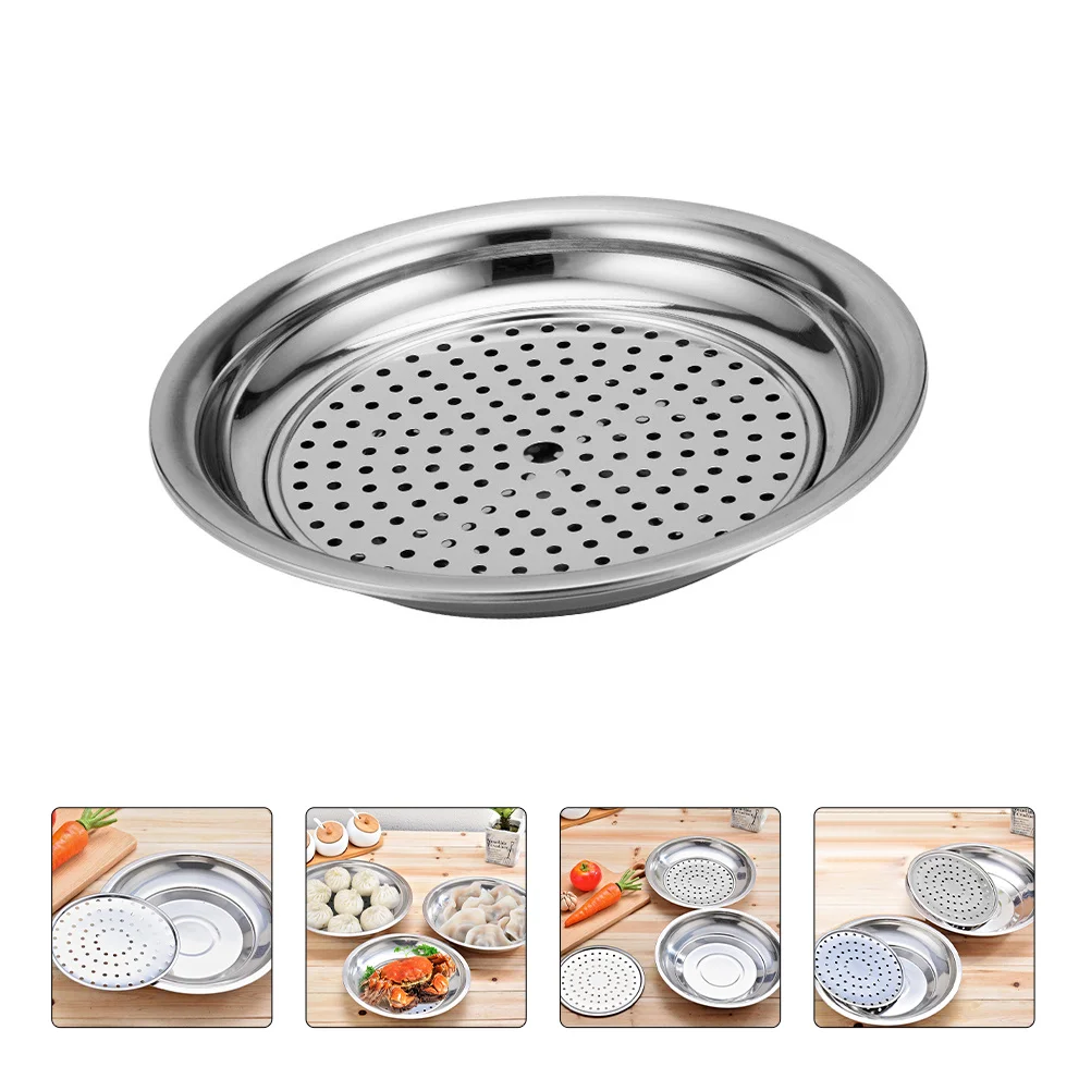 

Stainless Steel Dumpling Plate Thickened Oil Drained Multi-Purpose Food Drain Cooling Plate For Fried Chicken Sushi Fruits