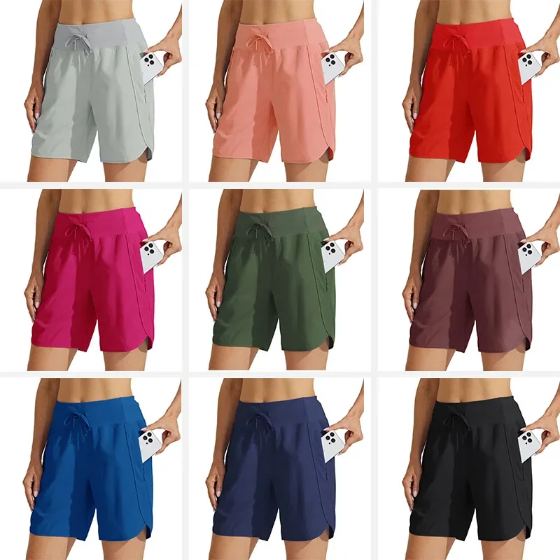 2025 Women's Sports Running Casual Shorts Exercise Hiking Quick Drying High Waist Sports Shorts Zipper