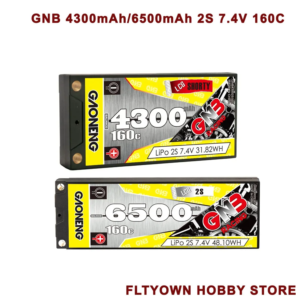 GAONENG GNB 4300mAh/6500mAh 2S 7.4V 160C 5mm Bullet Hardcase LiPo Battery (معتمدة من RAR)