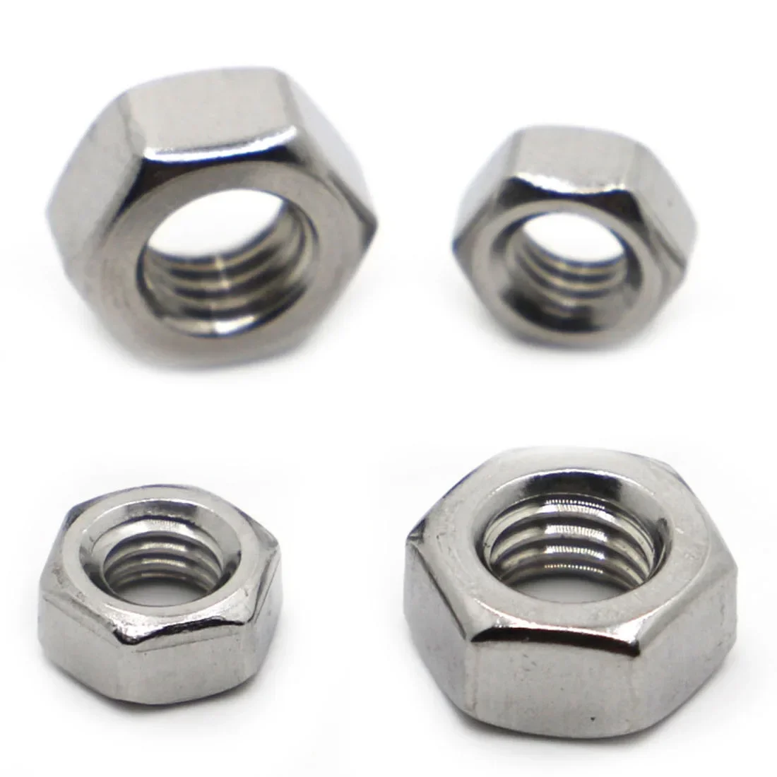 DIN934 M1 M1.2 M1.4 M1.6 M2 M2.5 M3 M4 M5 M6 M8 M10 M12 M16 M20 304 Stainless Steel Hex Nut Hexagon Nuts Metric For Screws Bolts