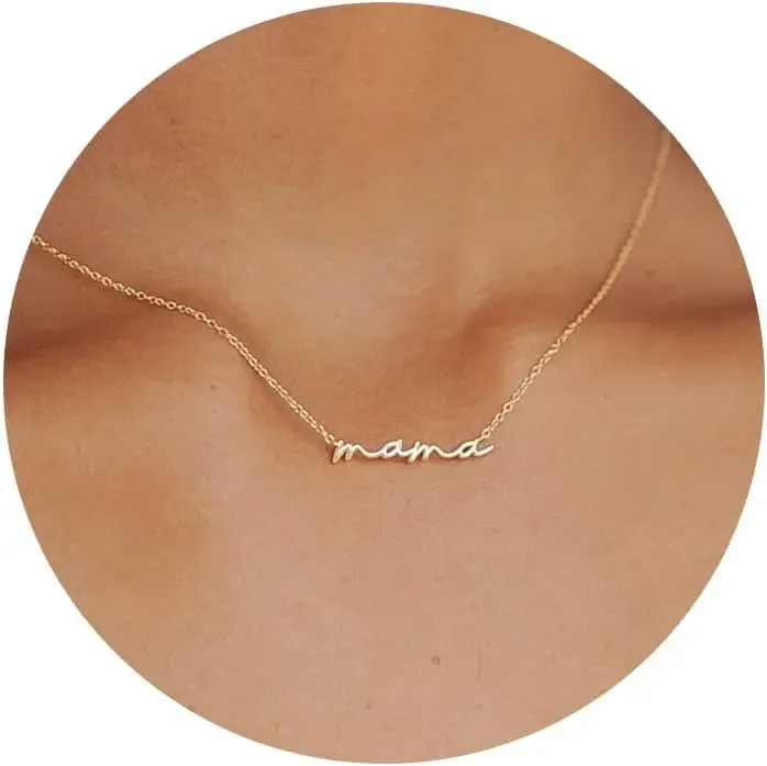 

Moodear Mothers Day Gifts Mama Pendant Necklaces for Women - Dainty Small 18K Gold Plated Mom Necklace Non Tarnish Gift for Mom,