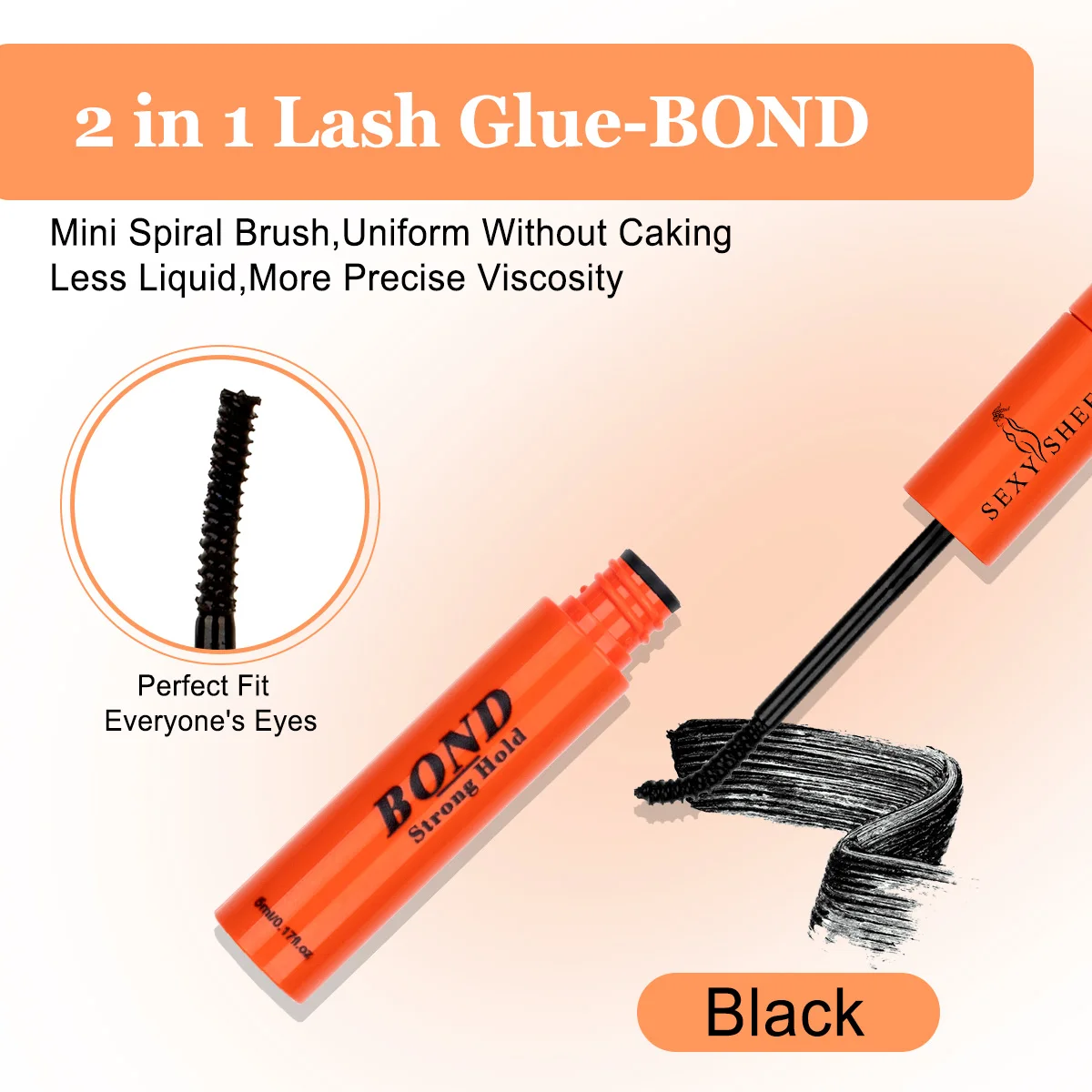 Lash Bond and Seal Wimpernkleber, wasserfest, für Wimpernbüschel, superstark, schnelltrocknend, schwarzer Wimpernkleber (5ml+5ml) – Detail 4