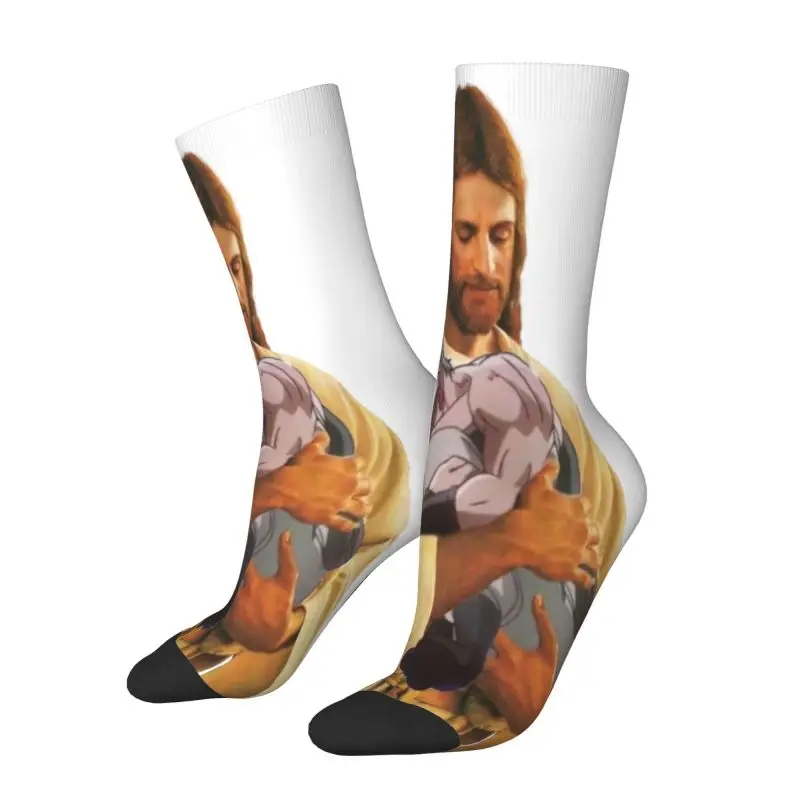 Novelty Men\'s Polnareff And His Stand Dress Socks Unisex Comfortable Warm 3D Printed Jojos Bizarre Adventure Jesus Crew Socks