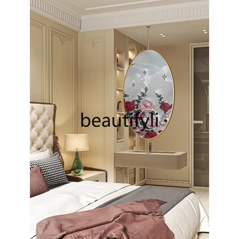 

Color hand-painted art glass screen partition makeup hanging mirror bedroom door blocking senior decoration
