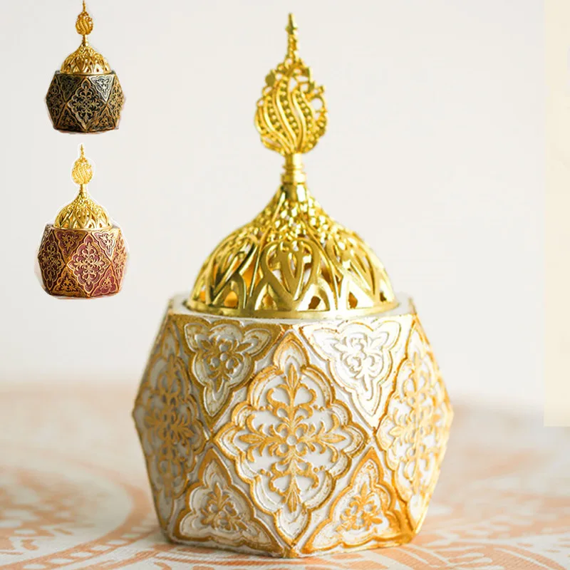 Arabian Carbon Smoke Incense Burner Hexagonal Household Indoor Tabletop Display Living Room Decoration Purifying Air Carbon