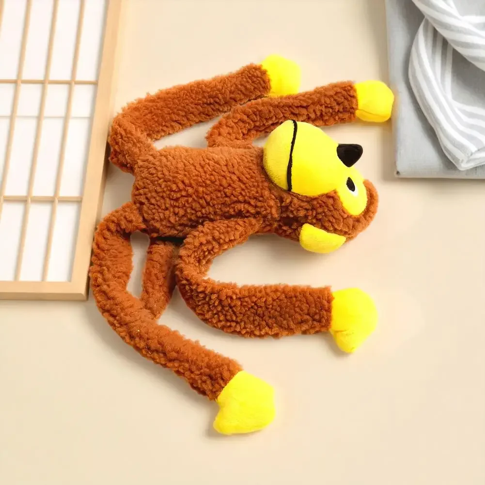 Niedliches Affen-Hundespielzeug aus Fleece-Plüsch, Quietschendes Kauspielzeug mit Langen Gliedmaßen, Bissfest, Stressabbauend, Interaktives Spielzeug – Detail 8