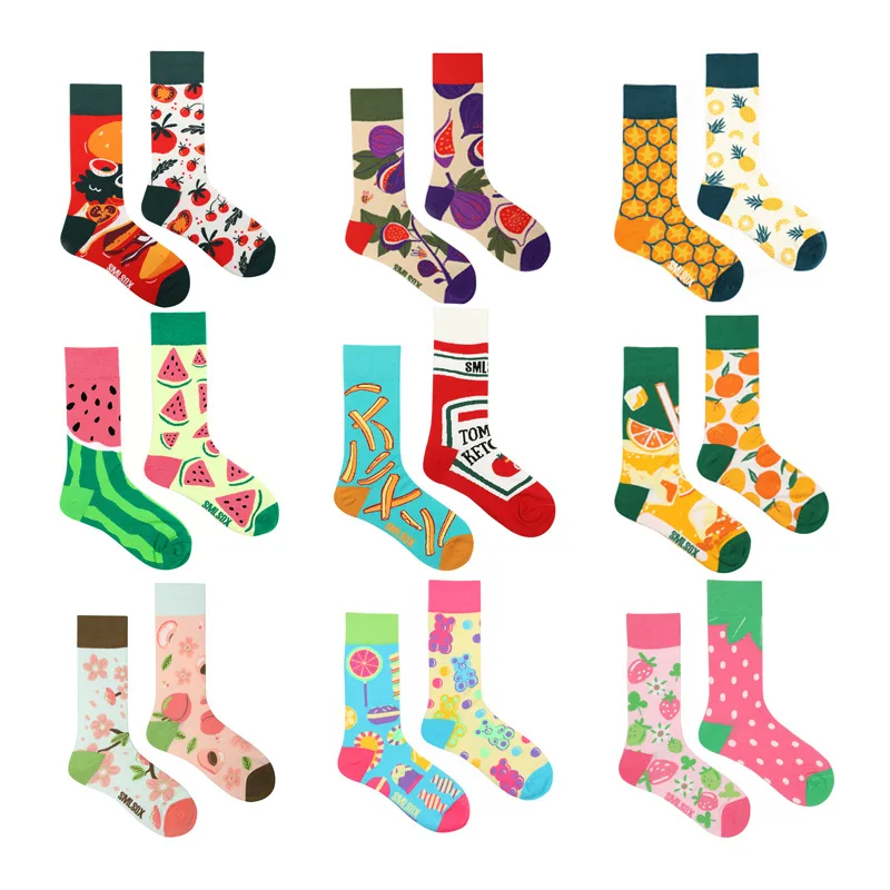 New Personalized Cartoon Animal AB Tide Socks Outdoor Sports Middle Tube Couple Cotton Creative Fashion Socks for Men and Women