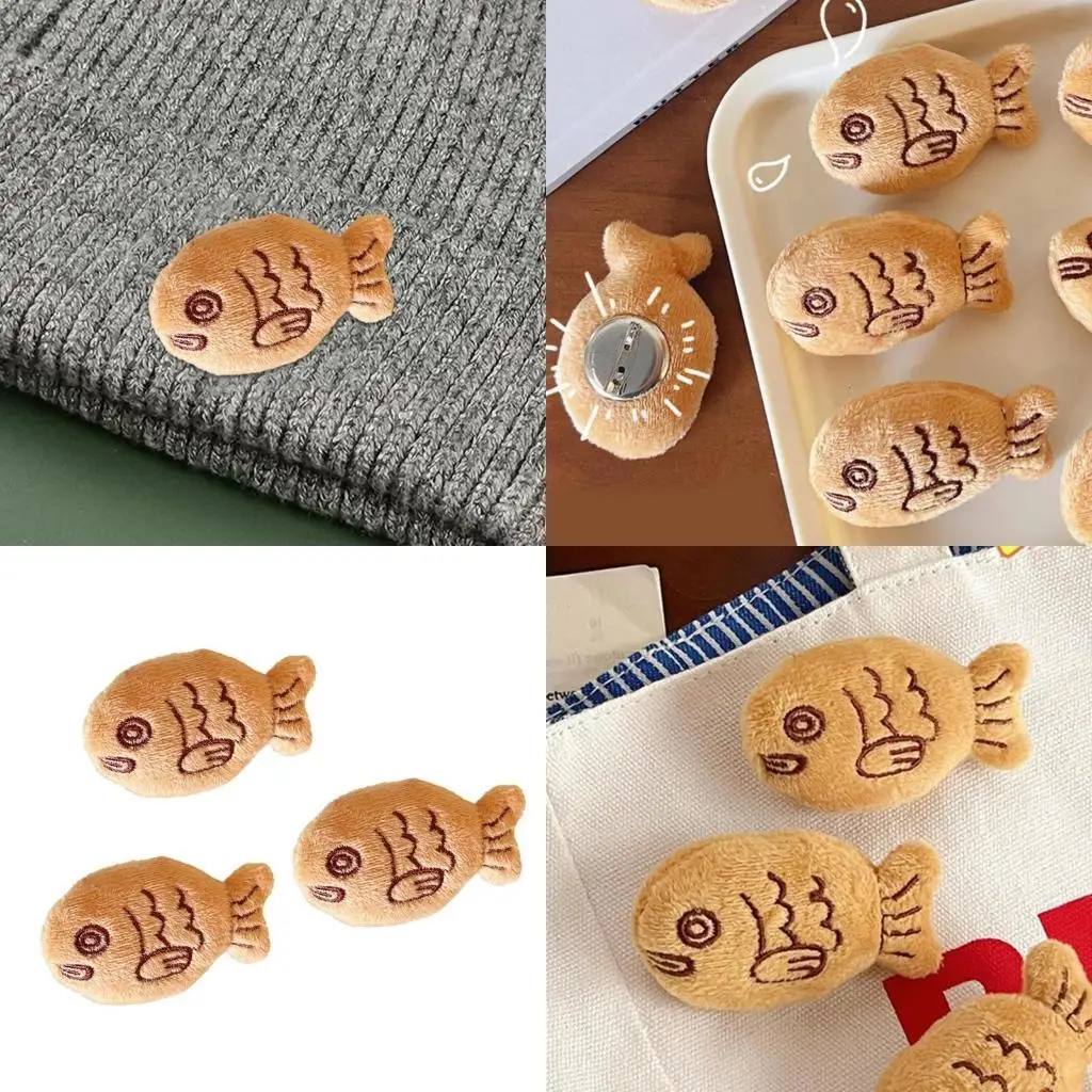 

652F Furry Taiyaki Pin Collar Pin Jewelry Cartoon Fish Brooch Accessory