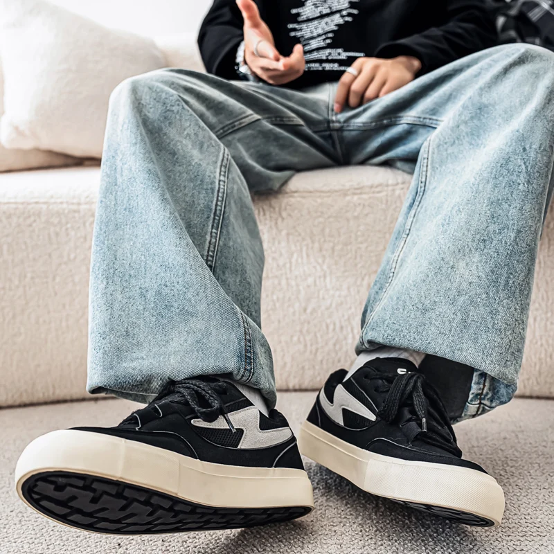 

2026 Spring New Men'S Canvas Casual Shoes Round Head Strap Thick Bottom Wear Resistant Sports Shoes Suitable For Outdoor Walking