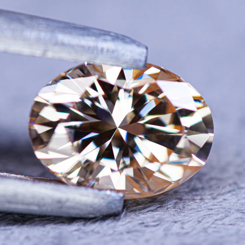 Moissanite Stone Oval Cut Natural Colour Champagne VVS1 with GRA Certificate for Gemstone Charms Beads Jewelry Making Materials