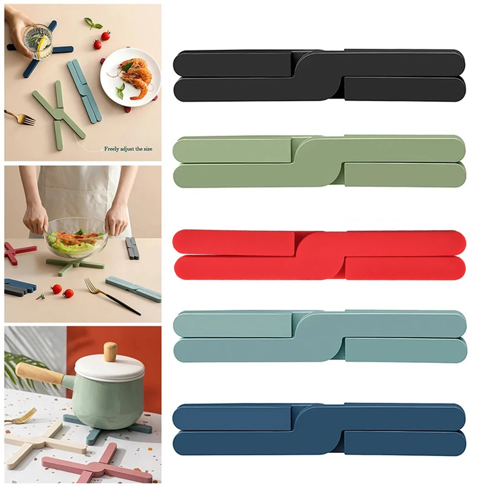 Fashion Silicone Foldable Pot Holder Foldable Kitchen Mats Non Slip Tableware Mat Cross Holder Coaster Table Placemat