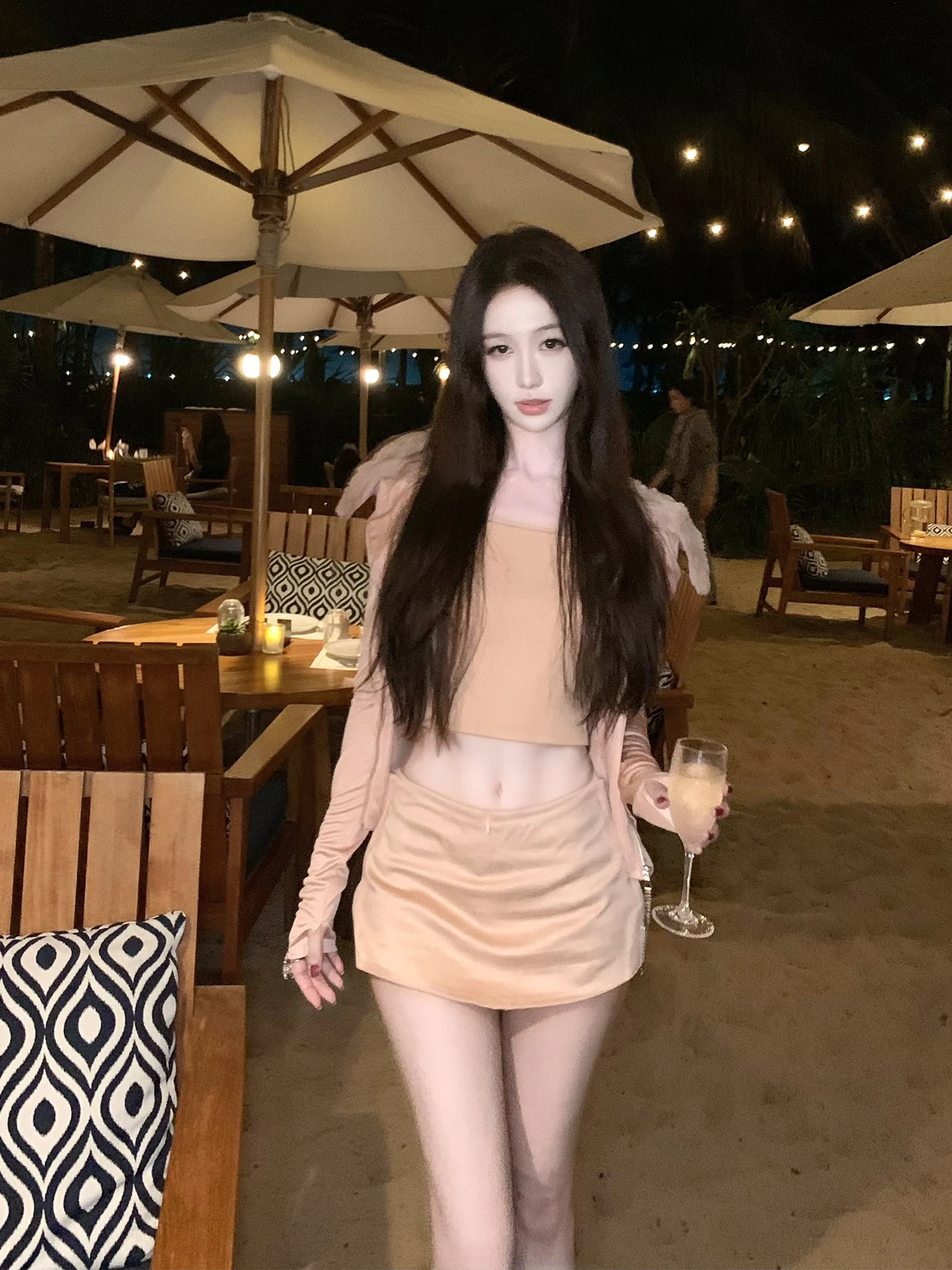 

Amor Fashion Set Women's Slim Fit Top with Fur Collar And High Waist Skirt Two-Piece Ensemble Spring Season Wear