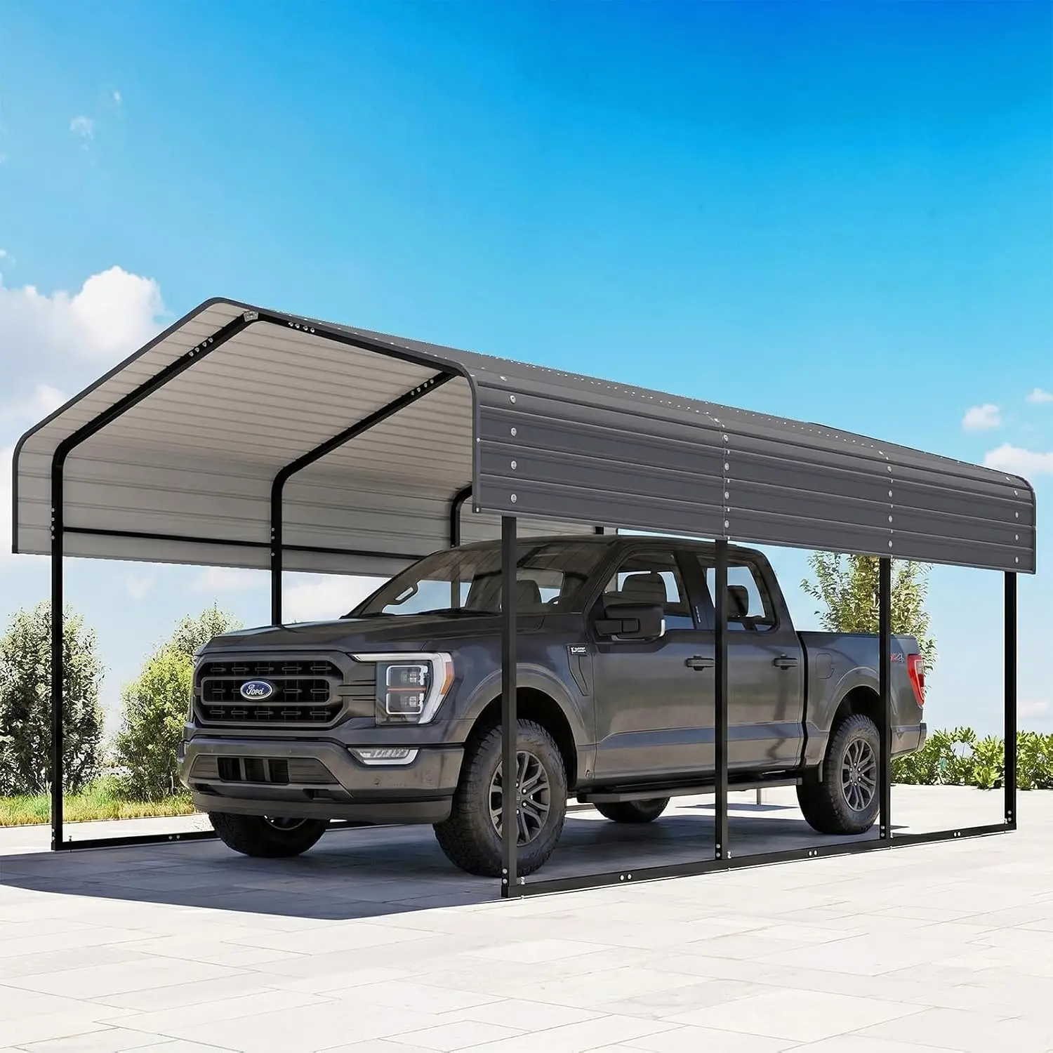 10x15 FT Metal Carport Heavy Duty Outdoor Shelter Galvanized Steel Roof for Truck Boat Backyard Storage, Customized