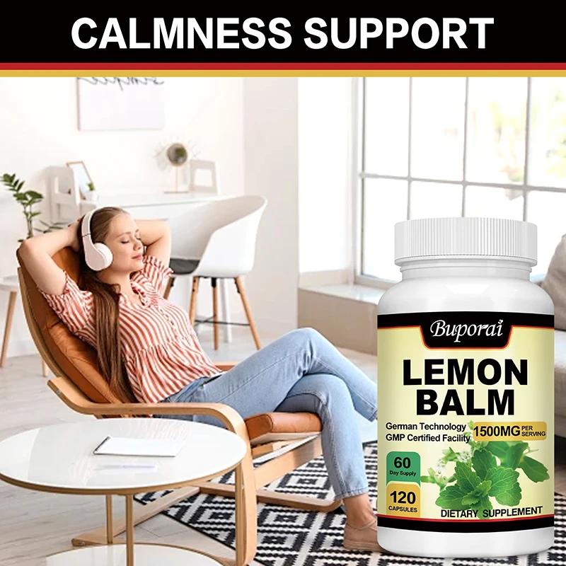 Lemon Balm Capsules - Relieve Stress and Tension, Improve Mood, Enhance Brain Function and Promote Healthy Sleep