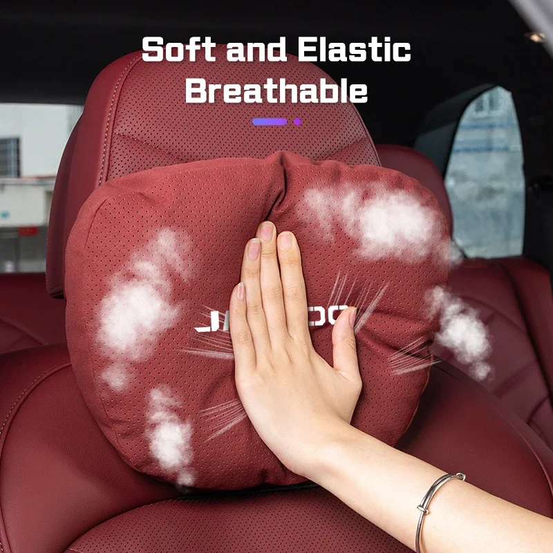 For CHERY JAECOO J7 J8 J5 EV J6 2025 2026 Car Headrest Lumbar Support Seat Neck Pillow Breathable Suede Waist Cushion Accessorie