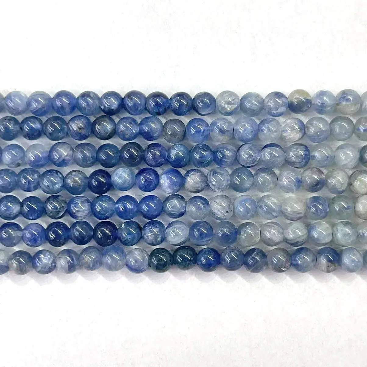 4MM Genuine Natural Blue Kyanite Stone Round Smooth Disthene Cyanite Loose Beads Strand For DIY Necklace Jewelry Accessories