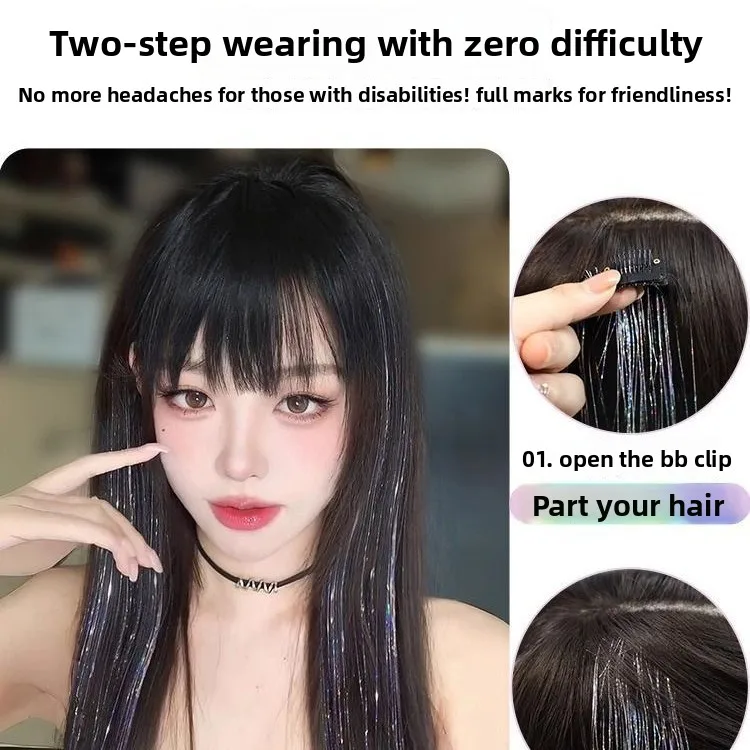 

2026 popular ear dye wig, seamless hair extension, one-piece colored headgear patch.