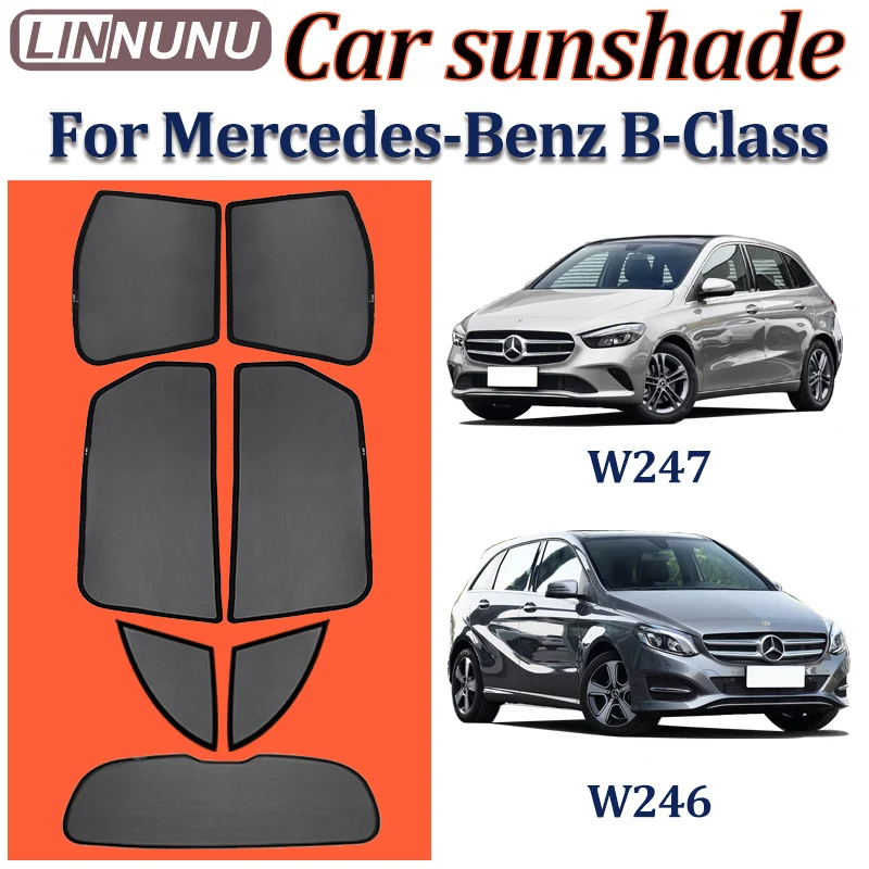 

LINNUNU For Mercedes Benz B-Class B200 b180 W246 w247 2012- Magenetic Car Sunshade Windshield Curtain Side Window UV Protection