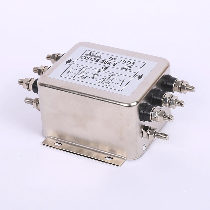 CW12B-60A-S 3 Phase EMI Filter 380VAC 60A for VFD Servo Inverter Anti-Interference