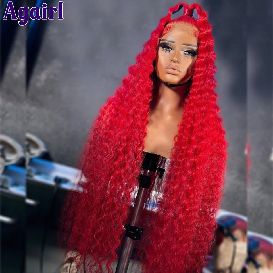 Парик для женщин Red Color 13X6 Deep Wave Lace Front al Wig Ready Go 13X4, вьющиеся натуральные волосы, предварительно выщипанные, с застежкой 5 Х5