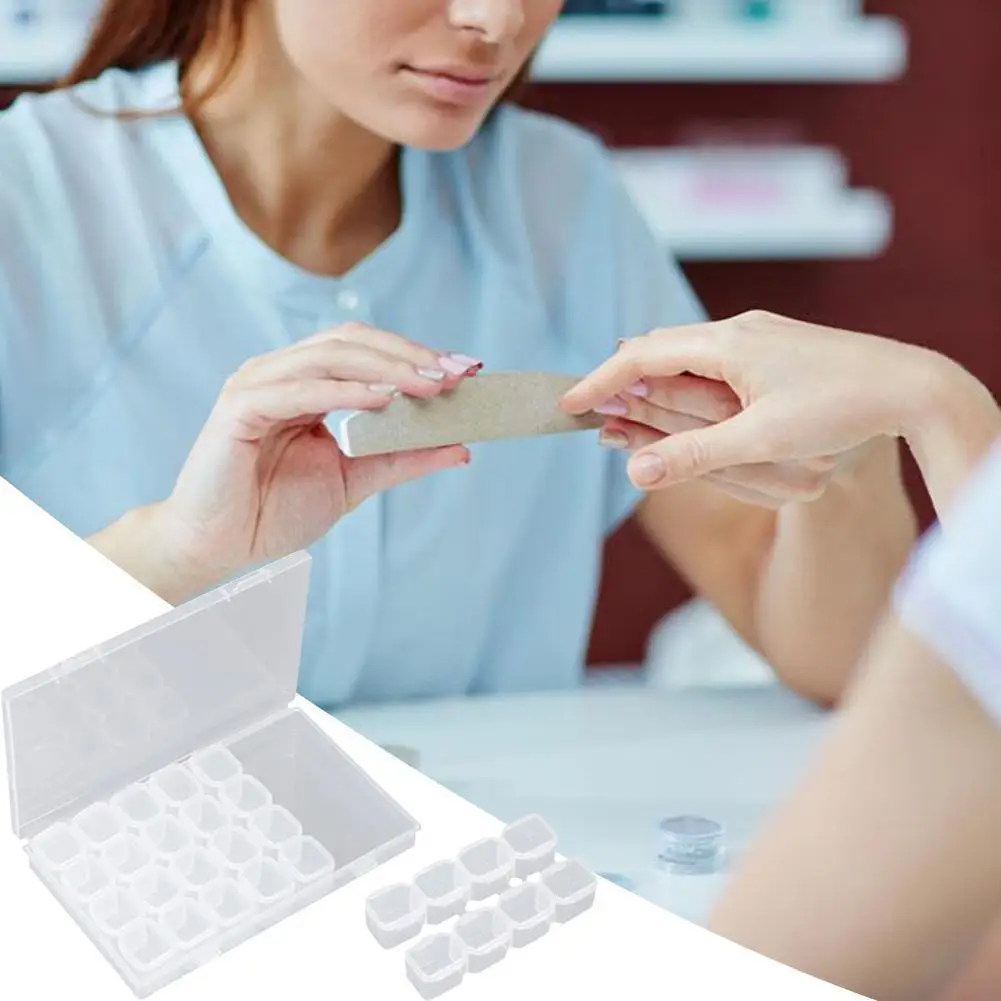 28 Grids Nail Storage Box Excellent Fall Prevention PP Transparent Case Art Alex Organizer Makeup Beauty Tool