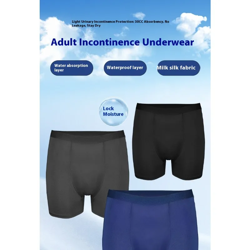 Intimo da uomo anti-perdite 3 strati assorbente ad asciugatura rapida boxer con controllo degli odori morbido elasticizzato confortevole non sfregamento