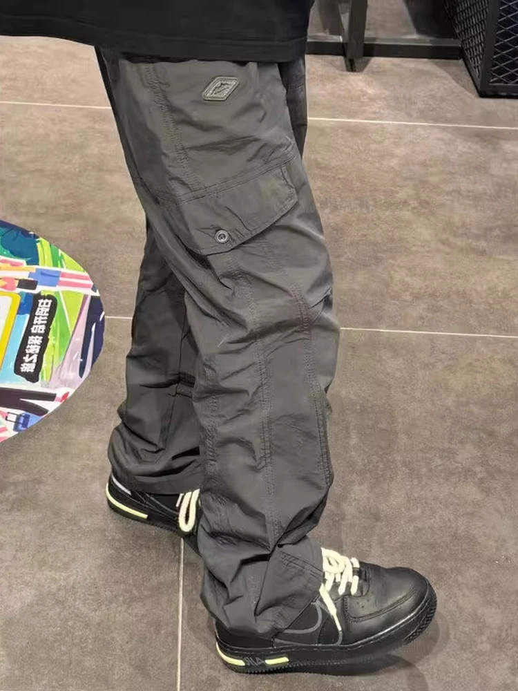 

ay American Retro Workwear Pants Men's Casual Sports Long Trousers Autumn Trendy Cleanfit Utili Trousers Loose Fit Straig...
