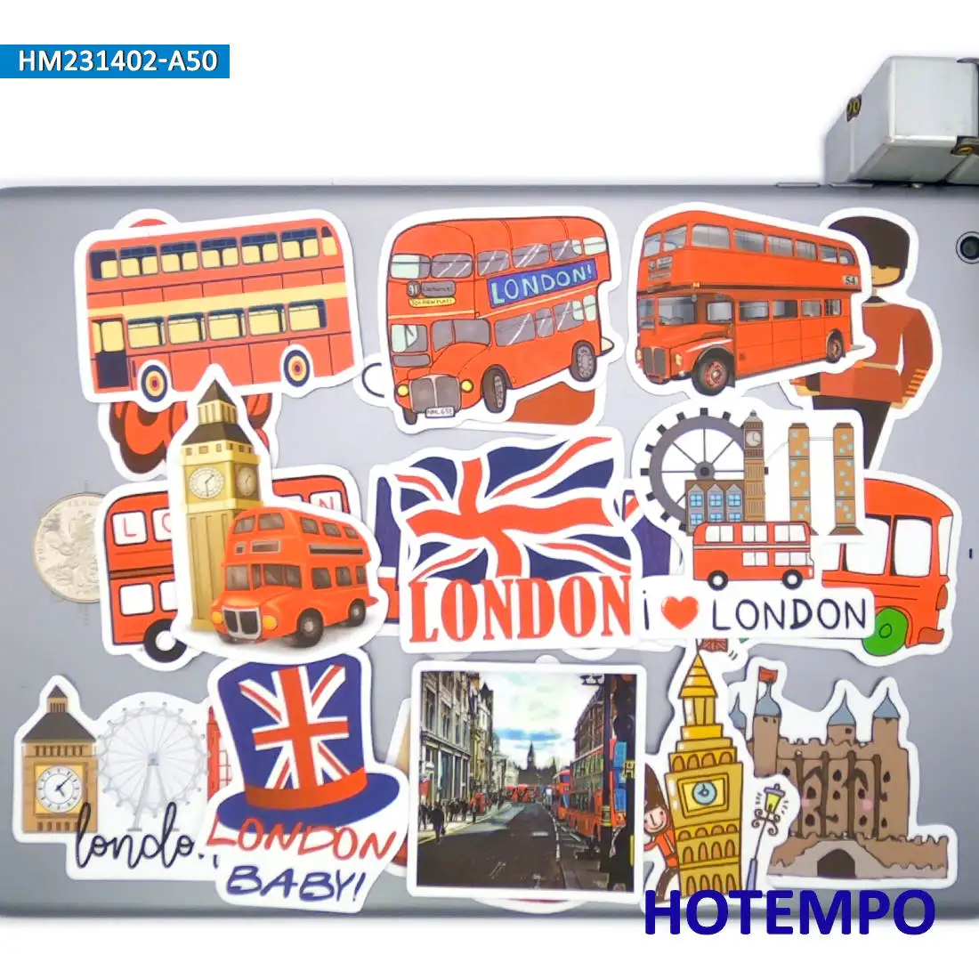 ملصقات لندن الحمراء ، ميزات المناظر الطبيعية الحضرية ، ثقافة السفر, للديكور الإبداعي DIY ، ألعاب ملصقات ممتعة, 20/30/50 قطعة