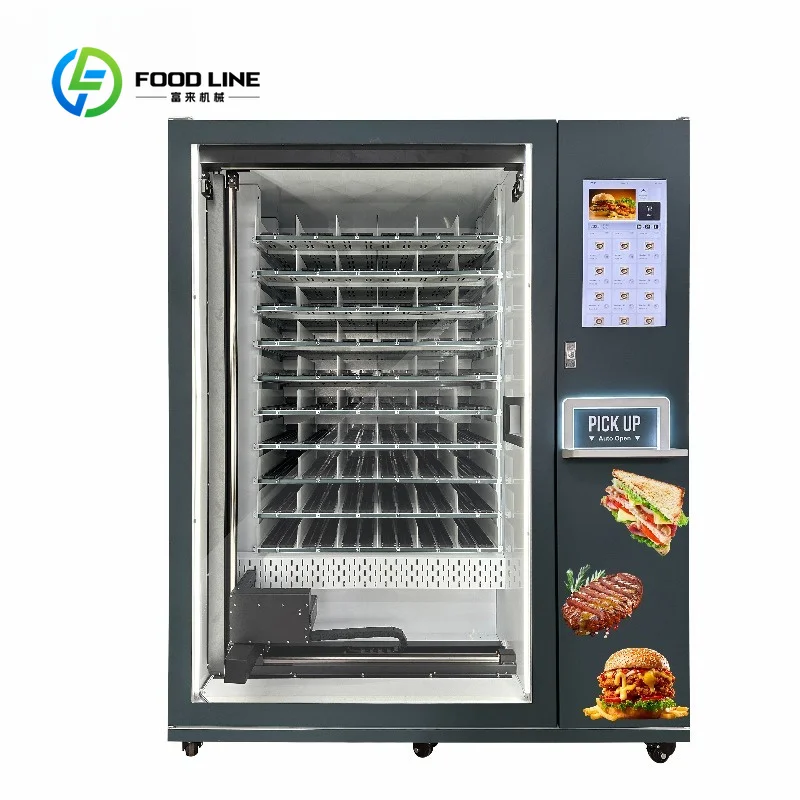 Hot Food Vending Machine Custom Full Automatic Heating Touch Screen Self Service Lunch Box Fast Food Dispenser