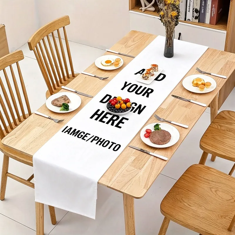 Custom 1pc Home Dining Black/ White Table Runner, 30cm Width Personalized Tablecloth, Holiday Party Festive Table Decoration view 4