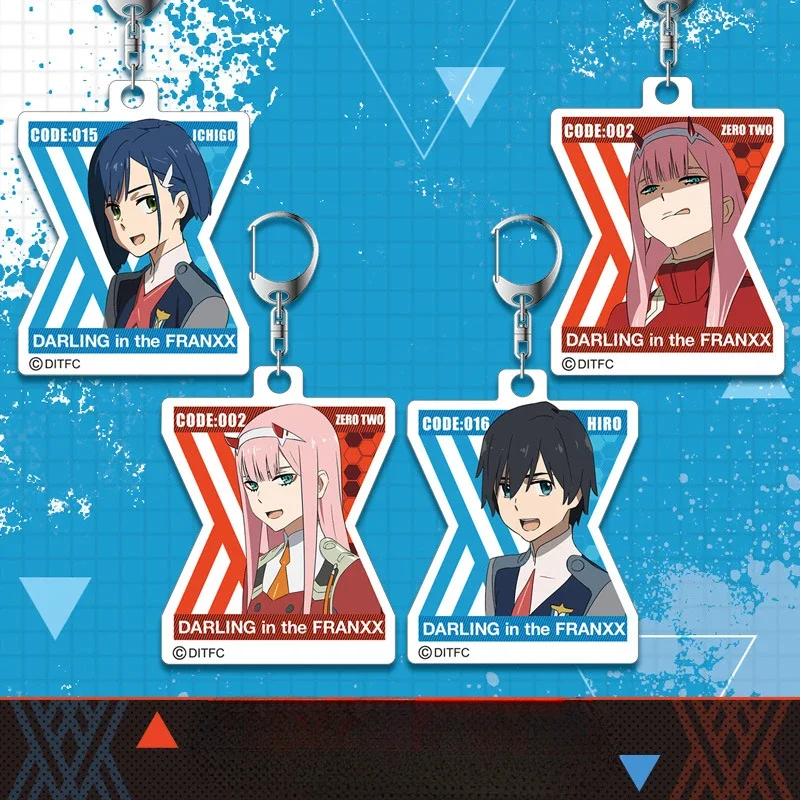 Anime Figure Hiro Zero Two Ichigo Wu Lang Key Ring Acrylic Key Chain Trendy Hot Selling Model Plate Anime Peripheral Pendant