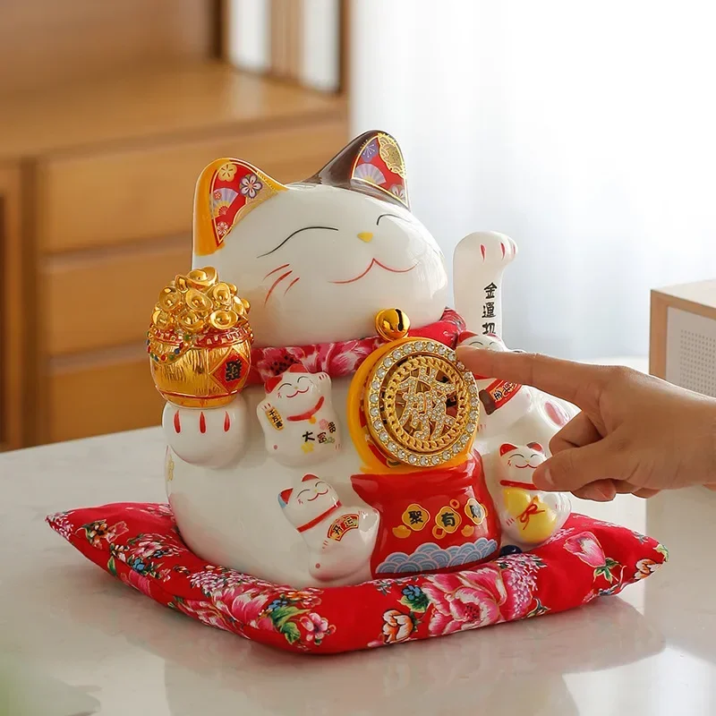 Lucky Cat Ornaments Large Electric Cashier Cashier Home Store Opening Gift Ceramic Ornaments Automatic Cashier