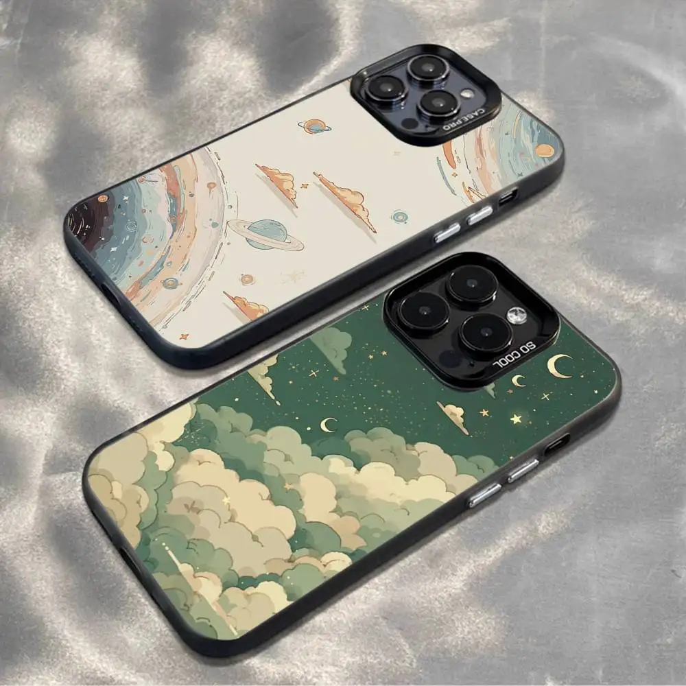 

Fairytale Starry Sky Phone Case For iPhone 16,15,14,13,12,11,Mini,Pro,MAX,plus,Black Matte Shockproof Cover
