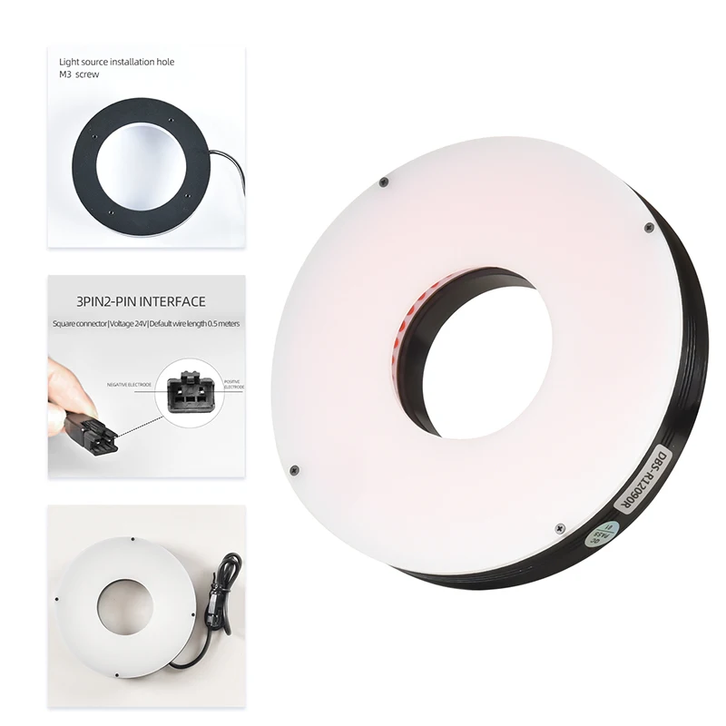 "90° Industrial Vision Light Source, Adjustable Brightness,24V DC, for Factory Automation, Robotics,  Semiconductor Inspection