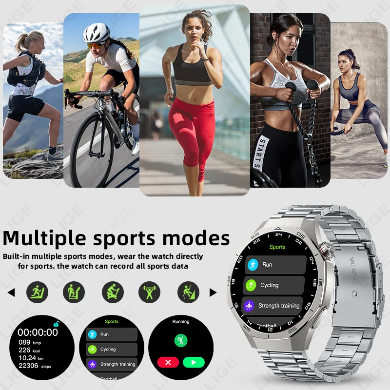 Relojes inteligentes LIGE completamente táctiles ECG monitoreo del ritmo cardíaco reloj inteligente con esfera 3D para mujer reloj inteligente deportivo monitoreo de salud Fitness